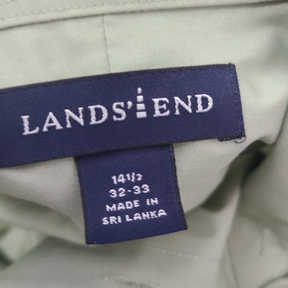 Lands End Men's Sage Green Traditional Fit Size 14 1/2 32-32 Shirt - Picture 4 of 4
